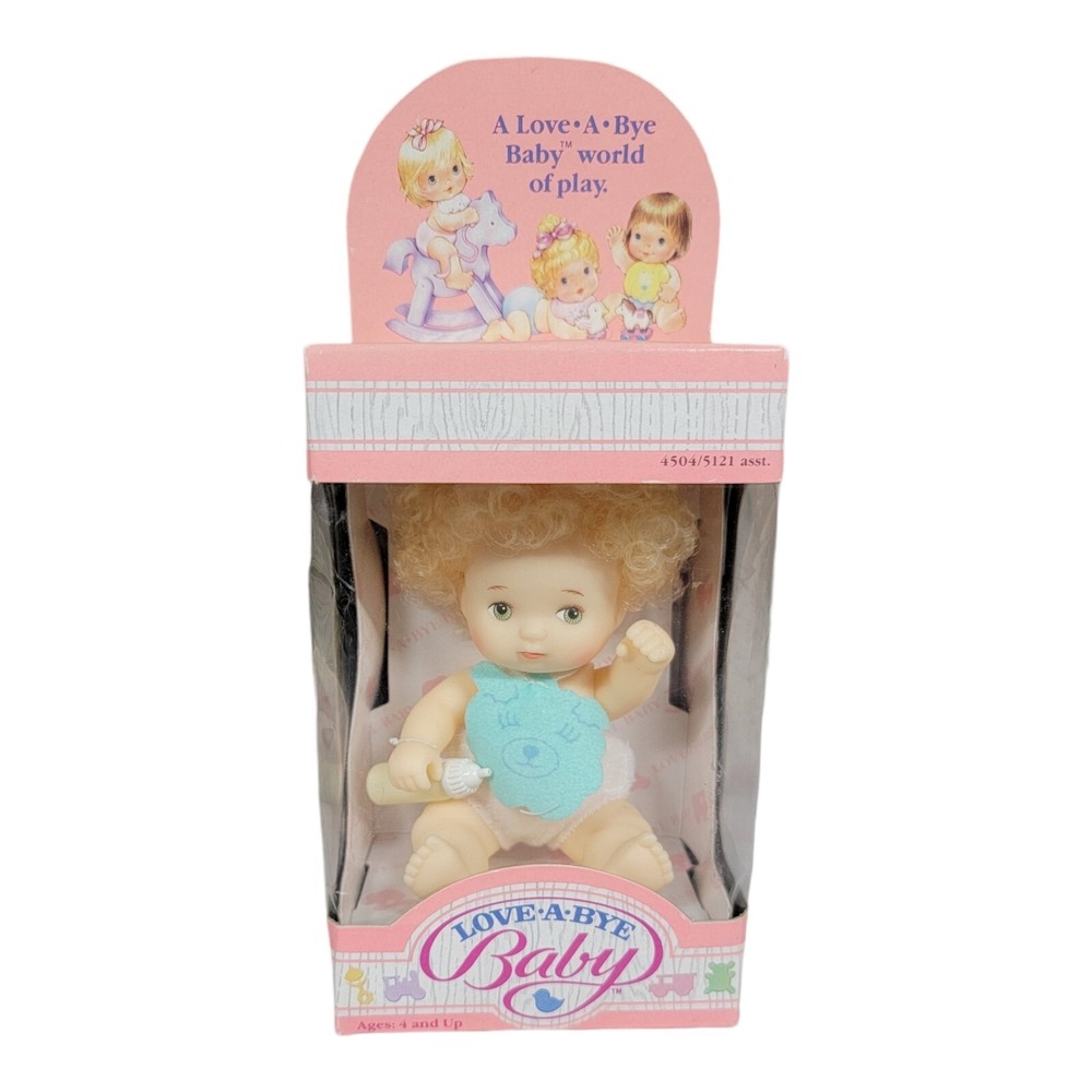 1987 Hasbro LOVE A BYE Baby Doll Blonde Curly Hair 4504-5121 w/box